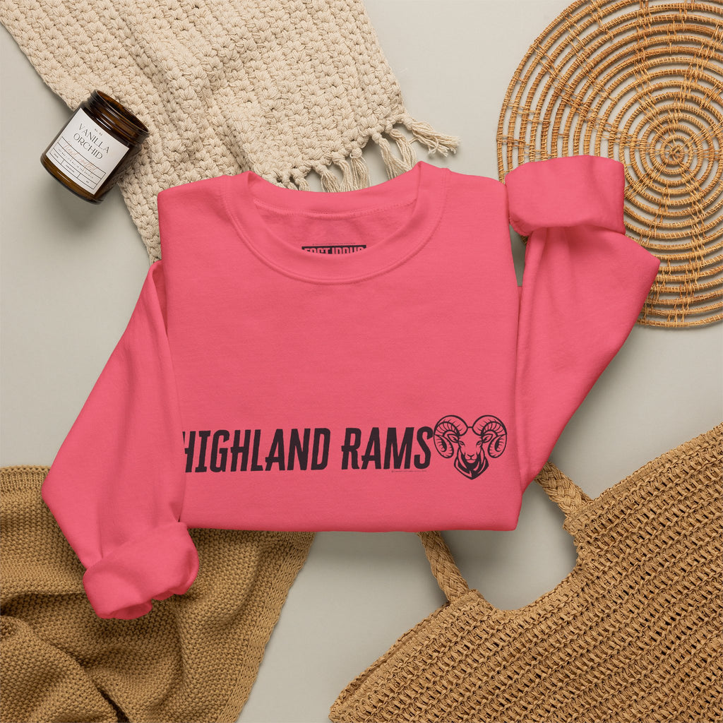 Highland High School Rams | Crewneck Sweatshirt | available in neons for theme nights