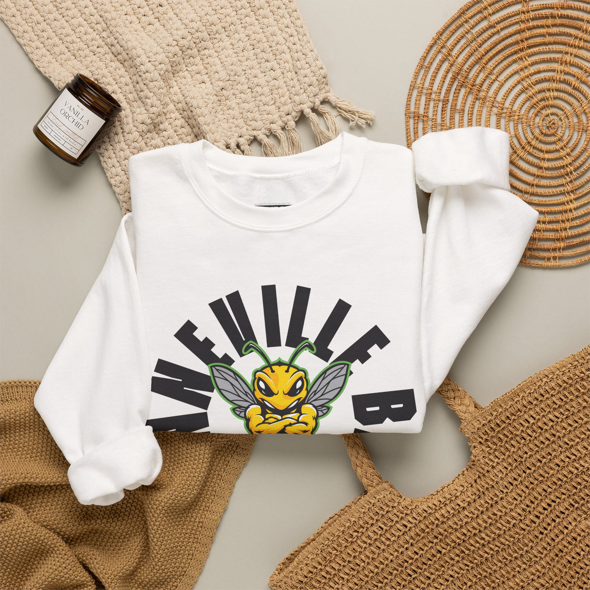 Bonneville High School Bees Crewneck Sweatshirt | School Spirit, in neon for theme nights