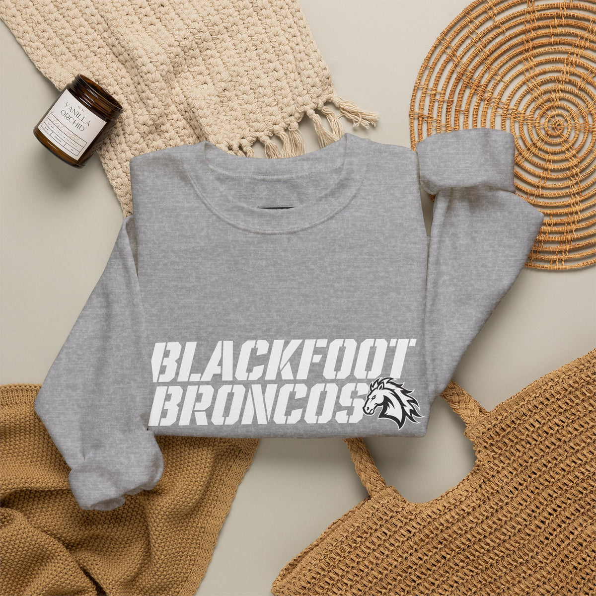 Blackfoot High School Broncos Crewneck Sweatshirt | School Spirit, in neon for theme nights