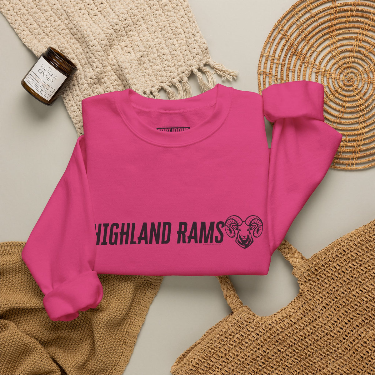 Highland High School Rams | Crewneck Sweatshirt | available in neons for theme nights