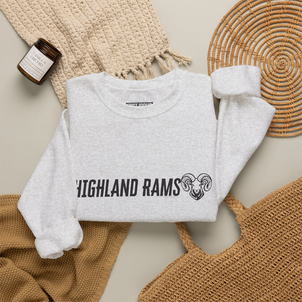 Highland High School Rams | Crewneck Sweatshirt | available in neons for theme nights