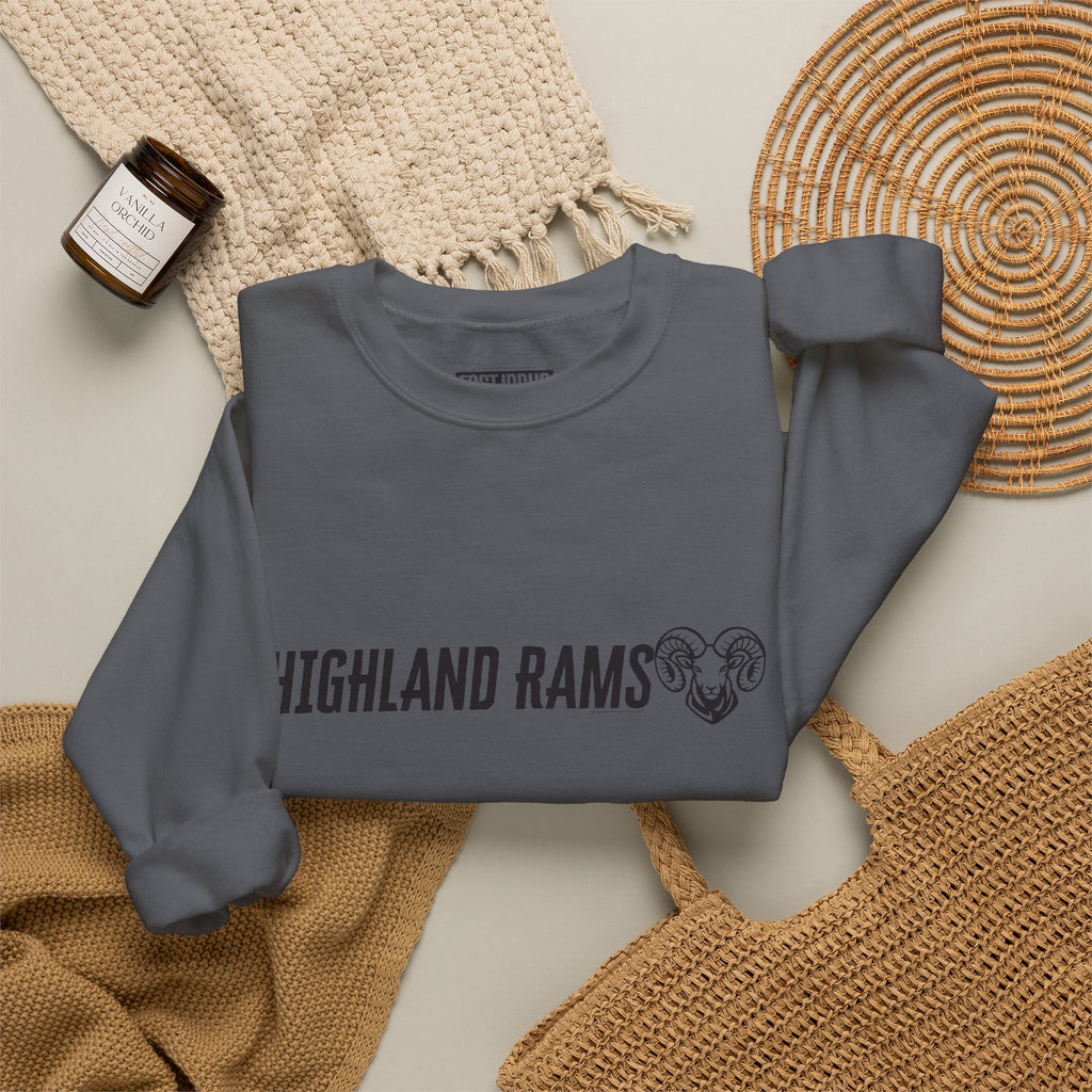 Highland High School Rams | Crewneck Sweatshirt | available in neons for theme nights