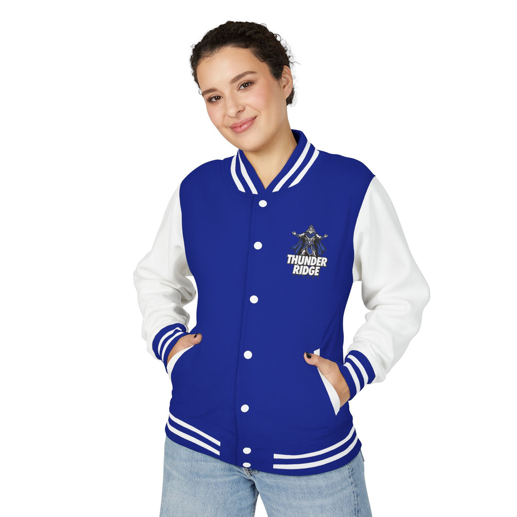 Thunder Ridge High School Titans Varsity Logo Letterman Jacket |  Retro Campus Style