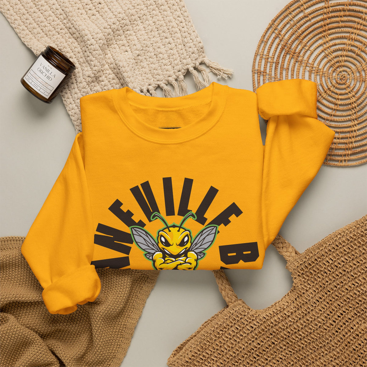 Bonneville High School Bees Crewneck Sweatshirt | School Spirit, in neon for theme nights