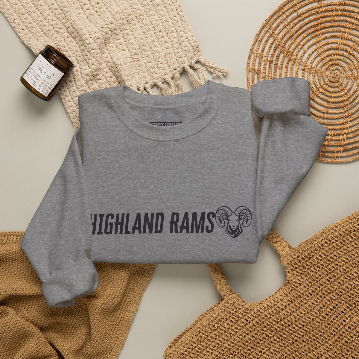 Highland High School Rams | Crewneck Sweatshirt | available in neons for theme nights