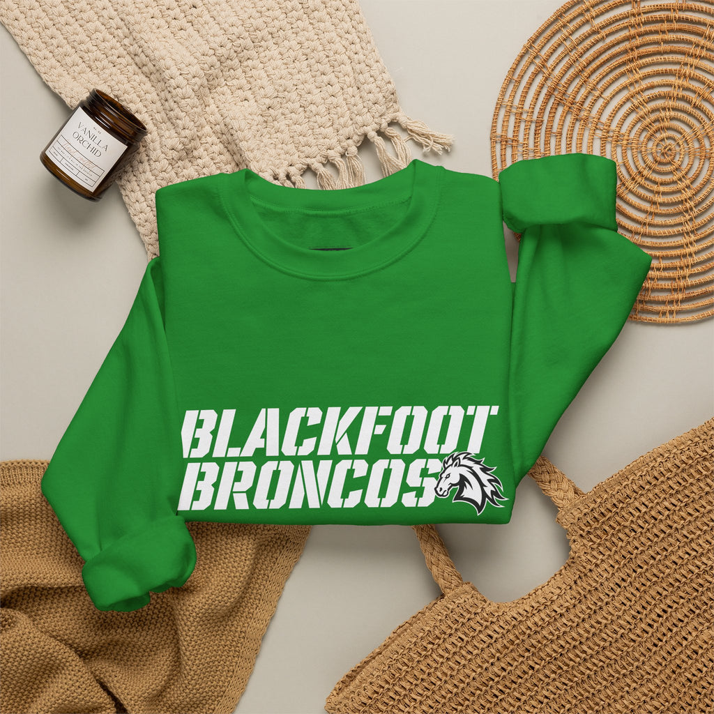 Blackfoot High School Broncos Crewneck Sweatshirt | School Spirit, in neon for theme nights