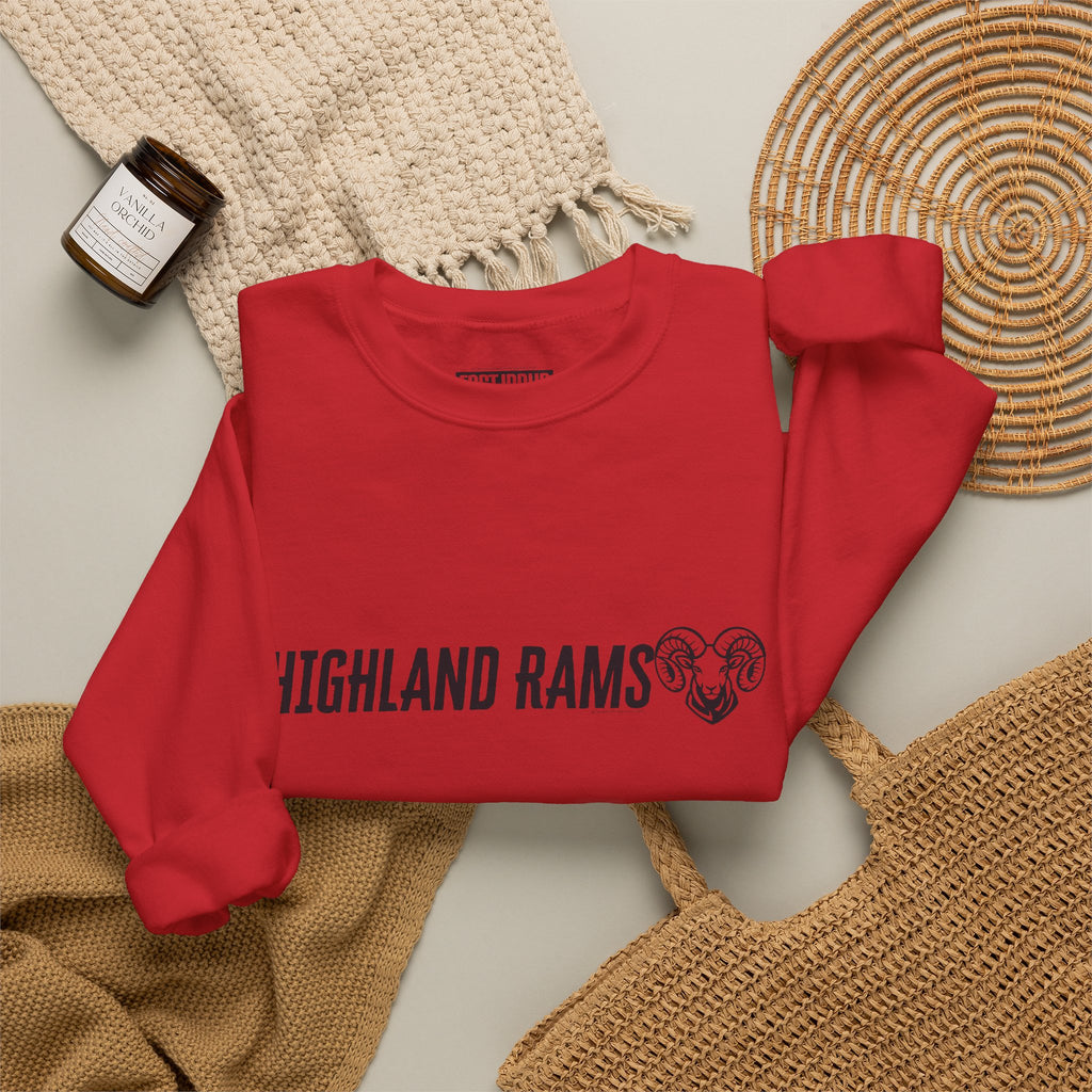 Highland High School Rams | Crewneck Sweatshirt | available in neons for theme nights