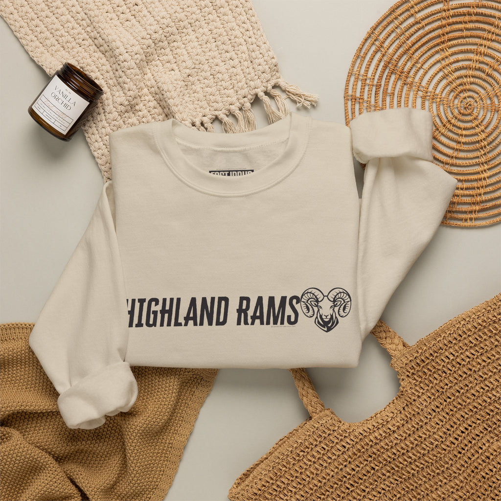 Highland High School Rams | Crewneck Sweatshirt | available in neons for theme nights