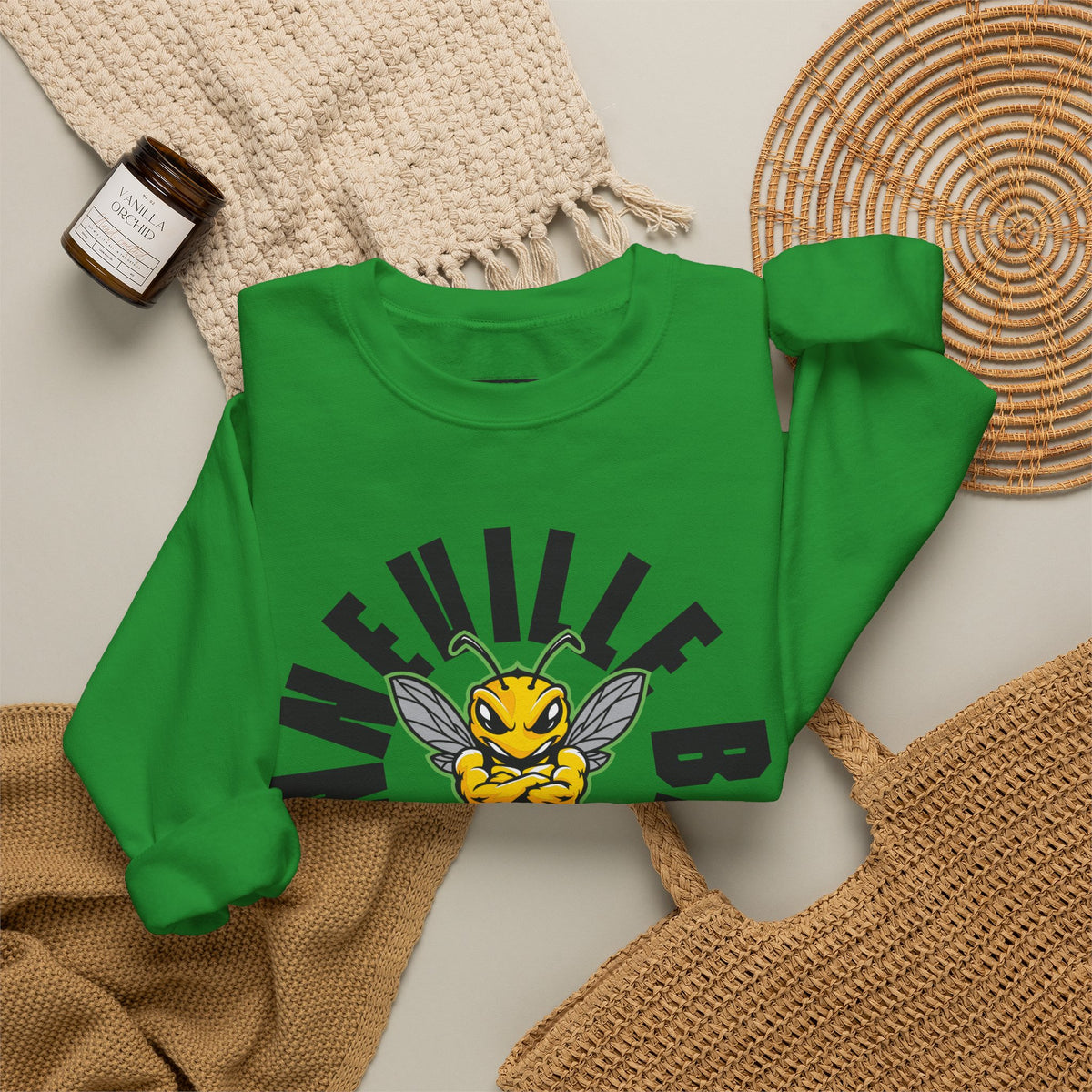 Bonneville High School Bees Crewneck Sweatshirt | School Spirit, in neon for theme nights