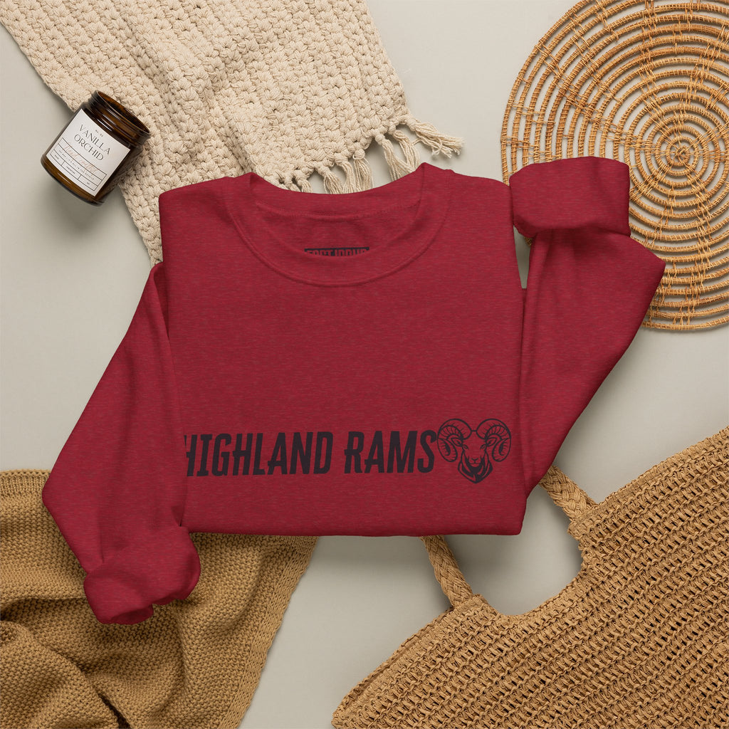 Highland High School Rams | Crewneck Sweatshirt | available in neons for theme nights