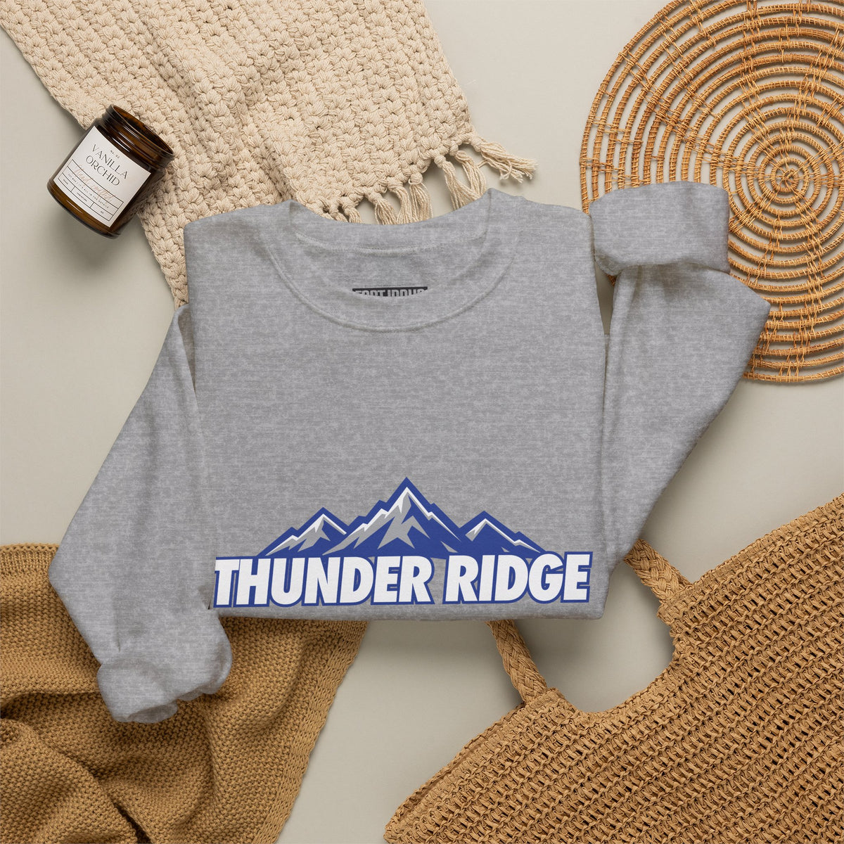 Thunder Ridge High School Titans Sweatshirt | mountain graphic, available in neons for theme nights