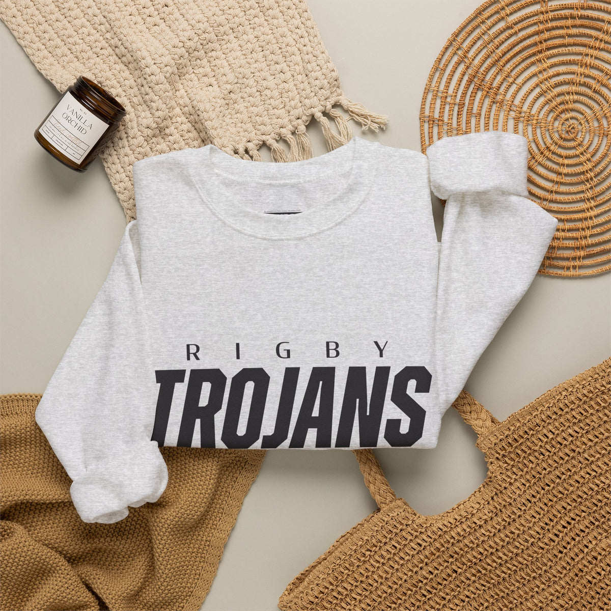 Rigby Trojans Crewneck Sweatshirt | School Spirit, in neon for theme nights