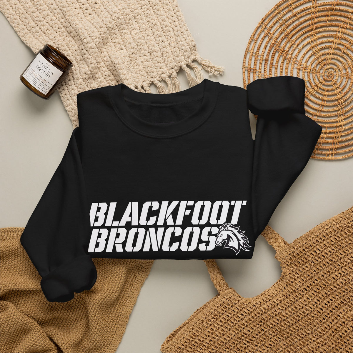 Blackfoot High School Broncos Crewneck Sweatshirt | School Spirit, in neon for theme nights