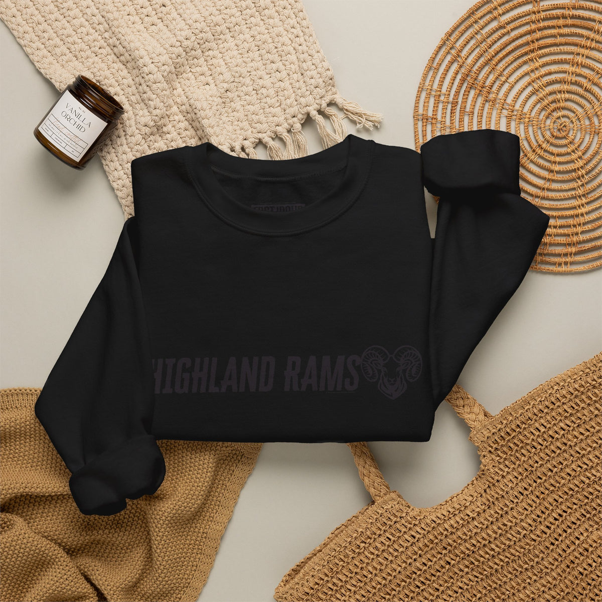 Highland High School Rams | Crewneck Sweatshirt | available in neons for theme nights