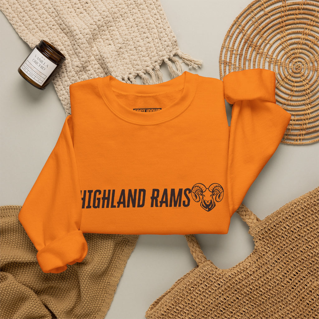 Highland High School Rams | Crewneck Sweatshirt | available in neons for theme nights