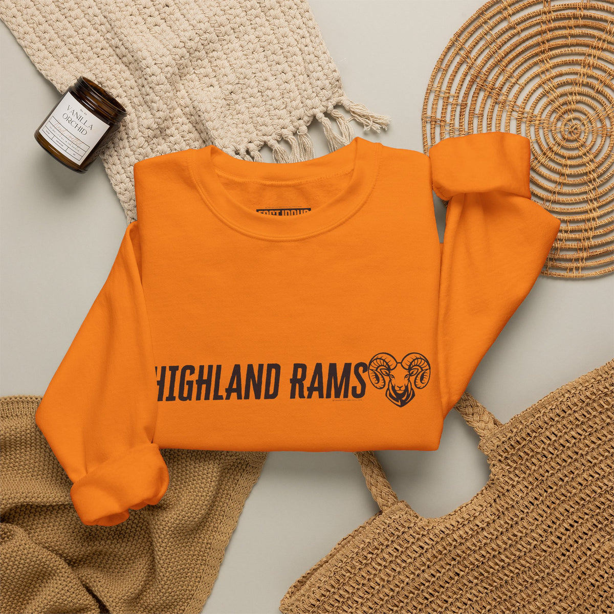 Highland High School Rams | Crewneck Sweatshirt | available in neons for theme nights