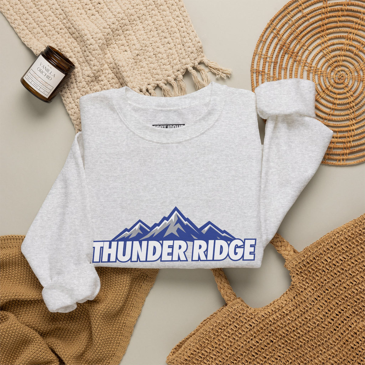 Thunder Ridge High School Titans Sweatshirt | mountain graphic, available in neons for theme nights